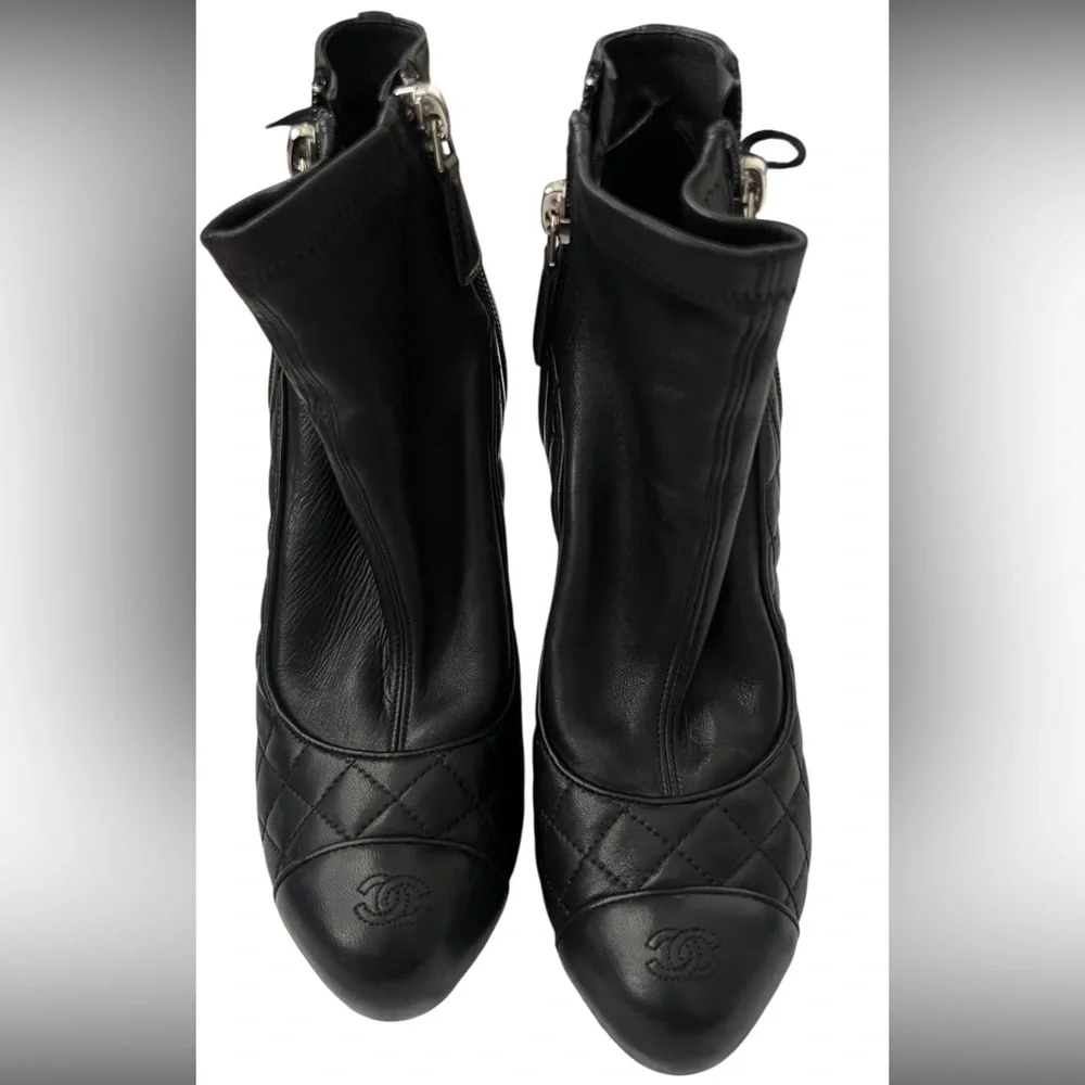 CHANEL Black Quilted Ankle Booties size 6.5 $1600